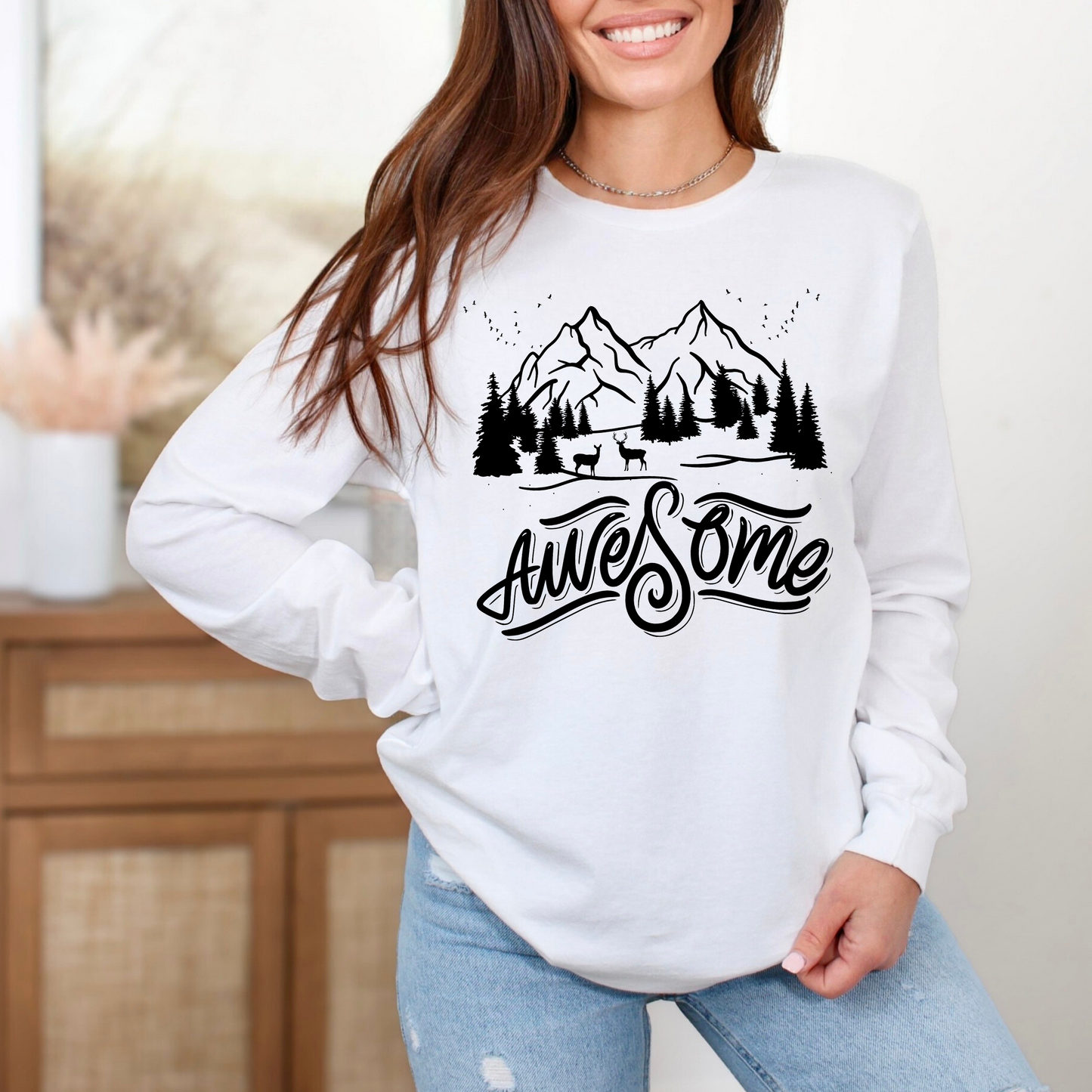 Awesome Adventure Long Sleeve Tee - Nature-Inspired Graphic Shirt