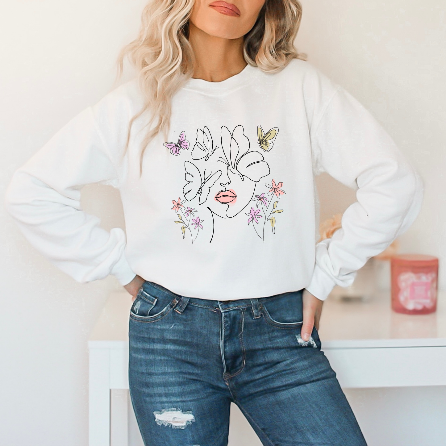Butterfly Line Art Sweatshirt