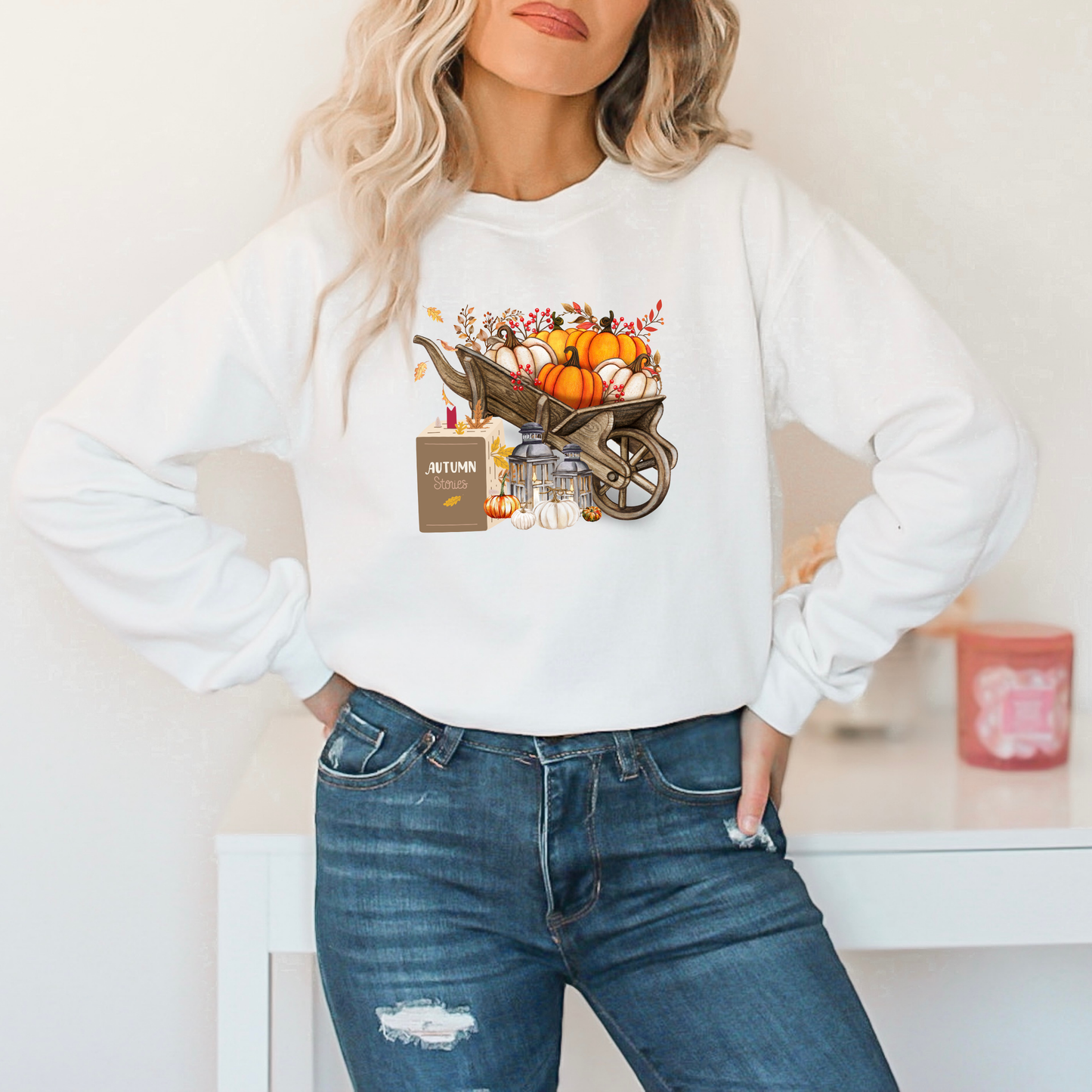 Rustic Fall Pumpkin Wheelbarrow Sweatshirt