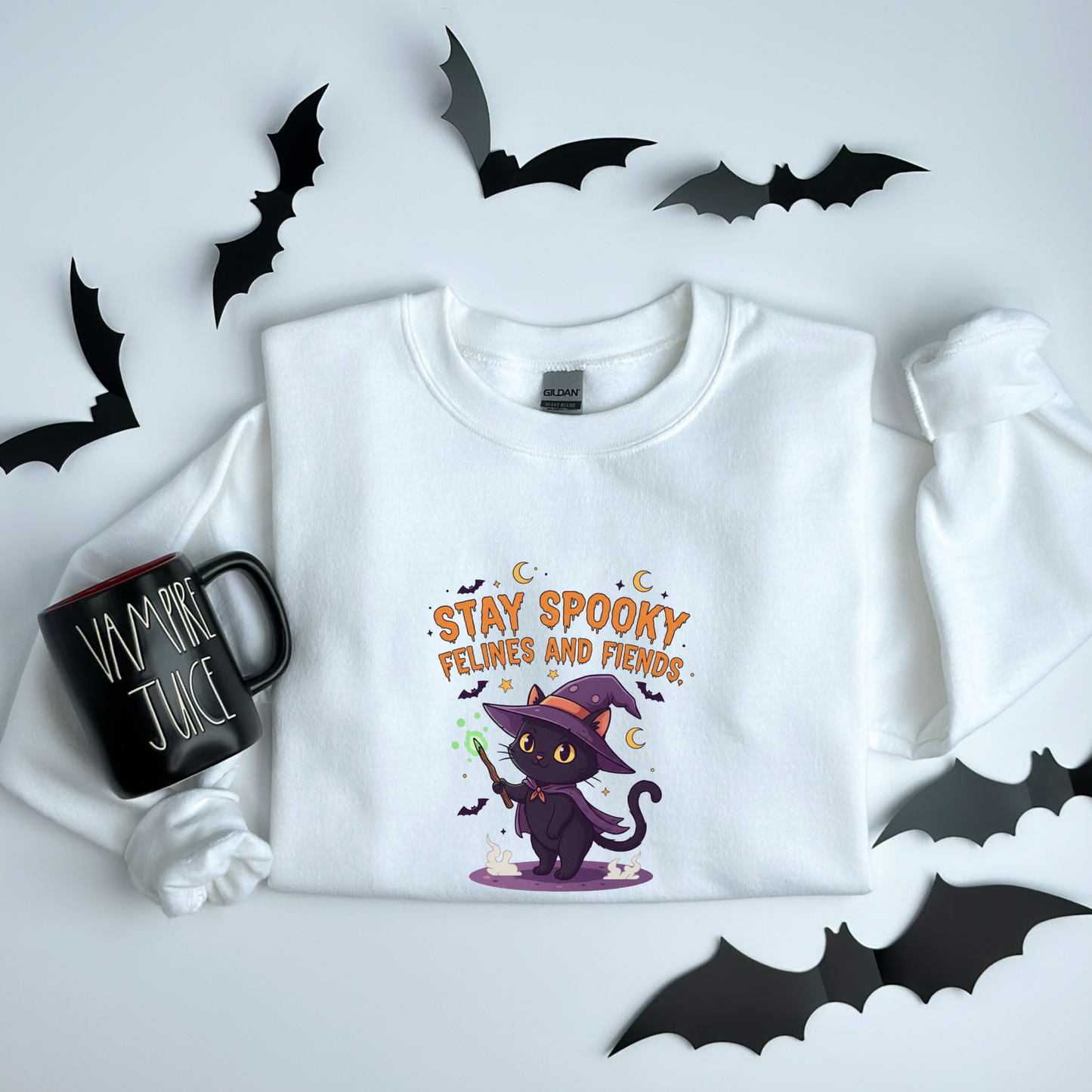 Cute Witch Cat Stay Spooky Felines and Fiends Sweatshirt