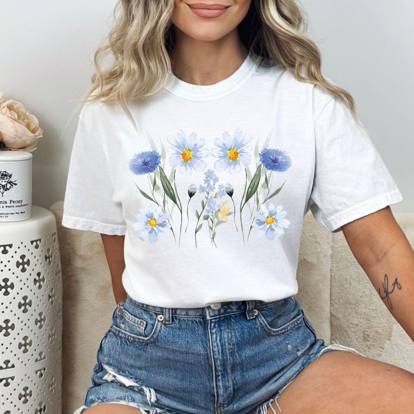 Watercolor Wildflower Boho Style Top