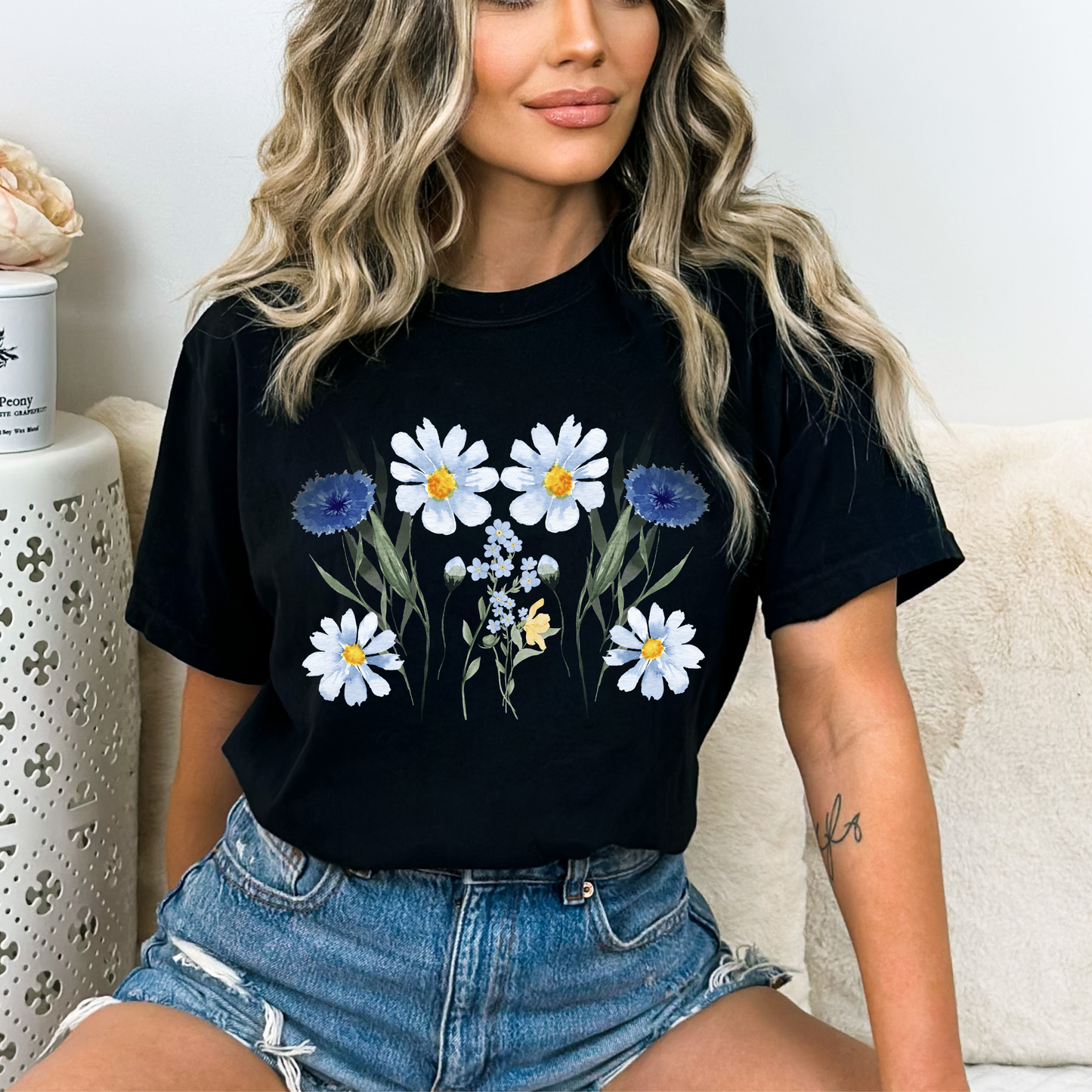 Watercolor Wildflower Boho Style Top