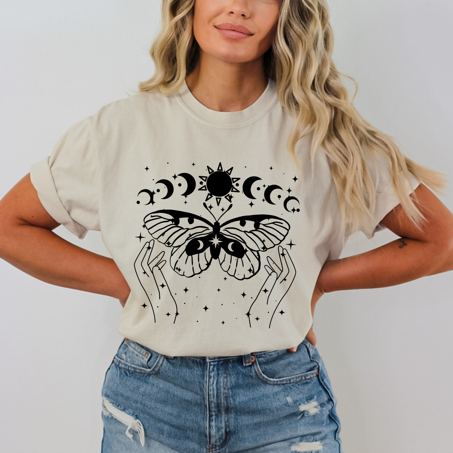 Celestial Moon Phases Butterfly T-Shirt