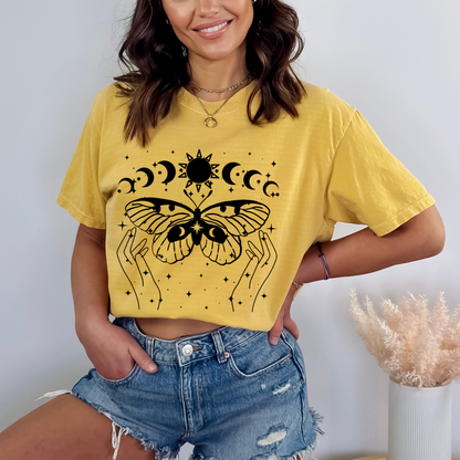 Celestial Moon Phases Butterfly T-Shirt