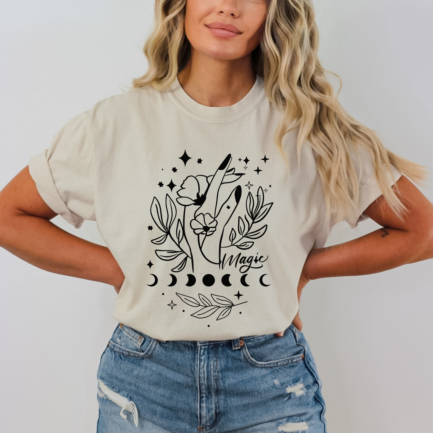 Celestial Floral Moon Phases T-Shirt
