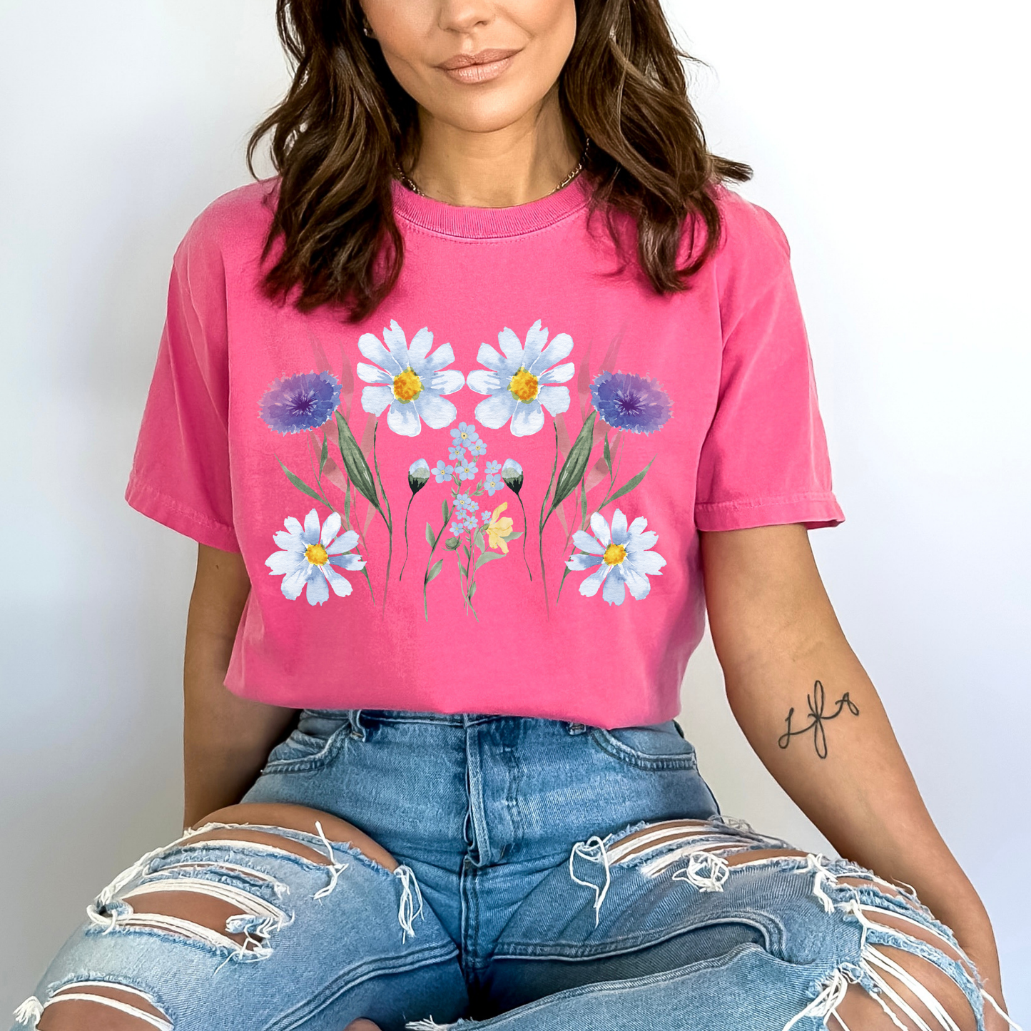 Watercolor Wildflower Boho Style Top