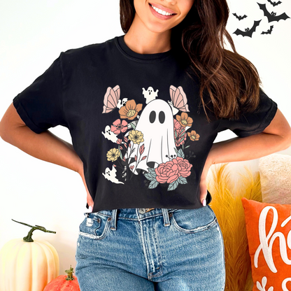 Retro Floral Cute Ghost T-Shirt