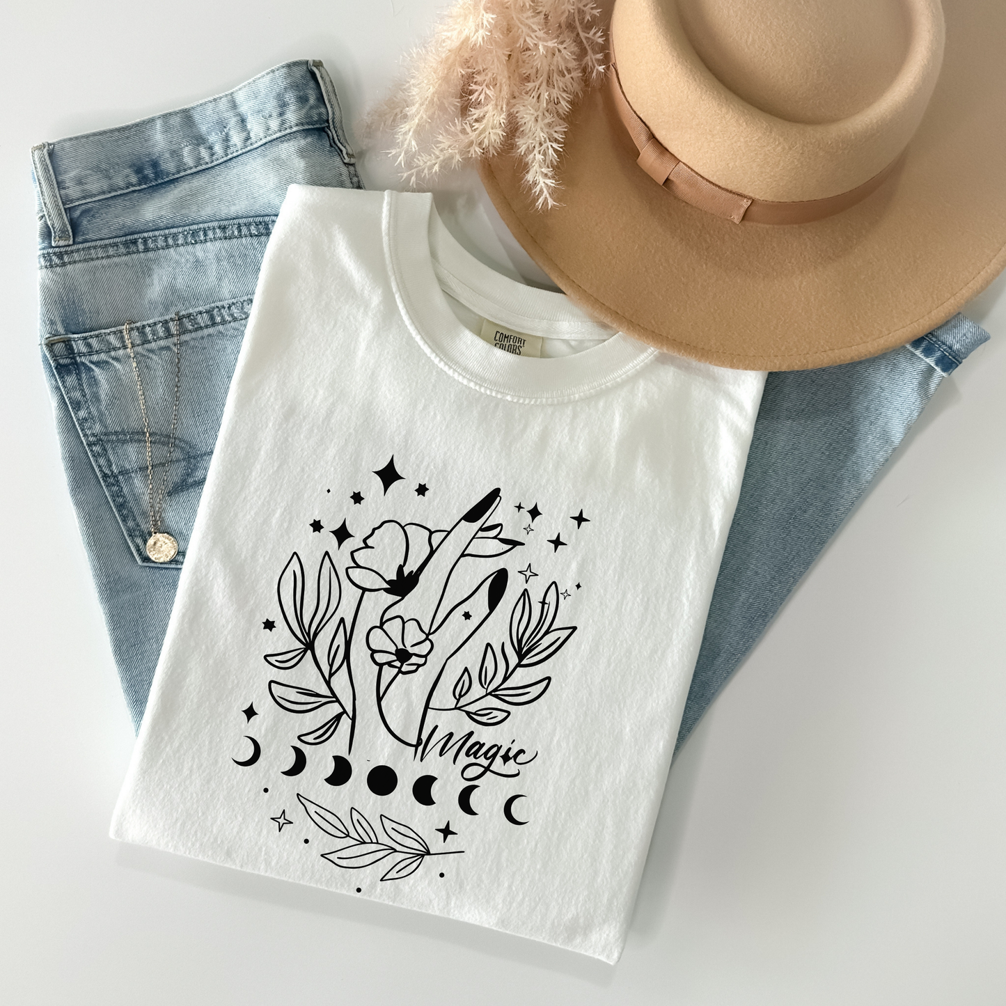 Celestial Floral Moon Phases T-Shirt