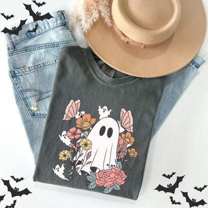 Retro Floral Cute Ghost T-Shirt