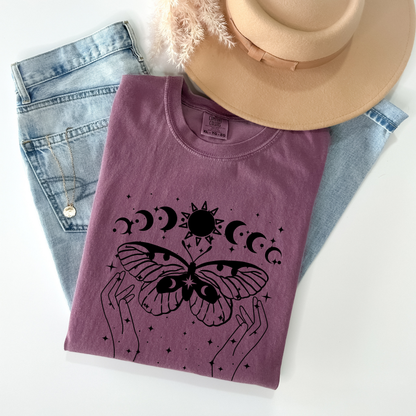 Celestial Moon Phases Butterfly T-Shirt