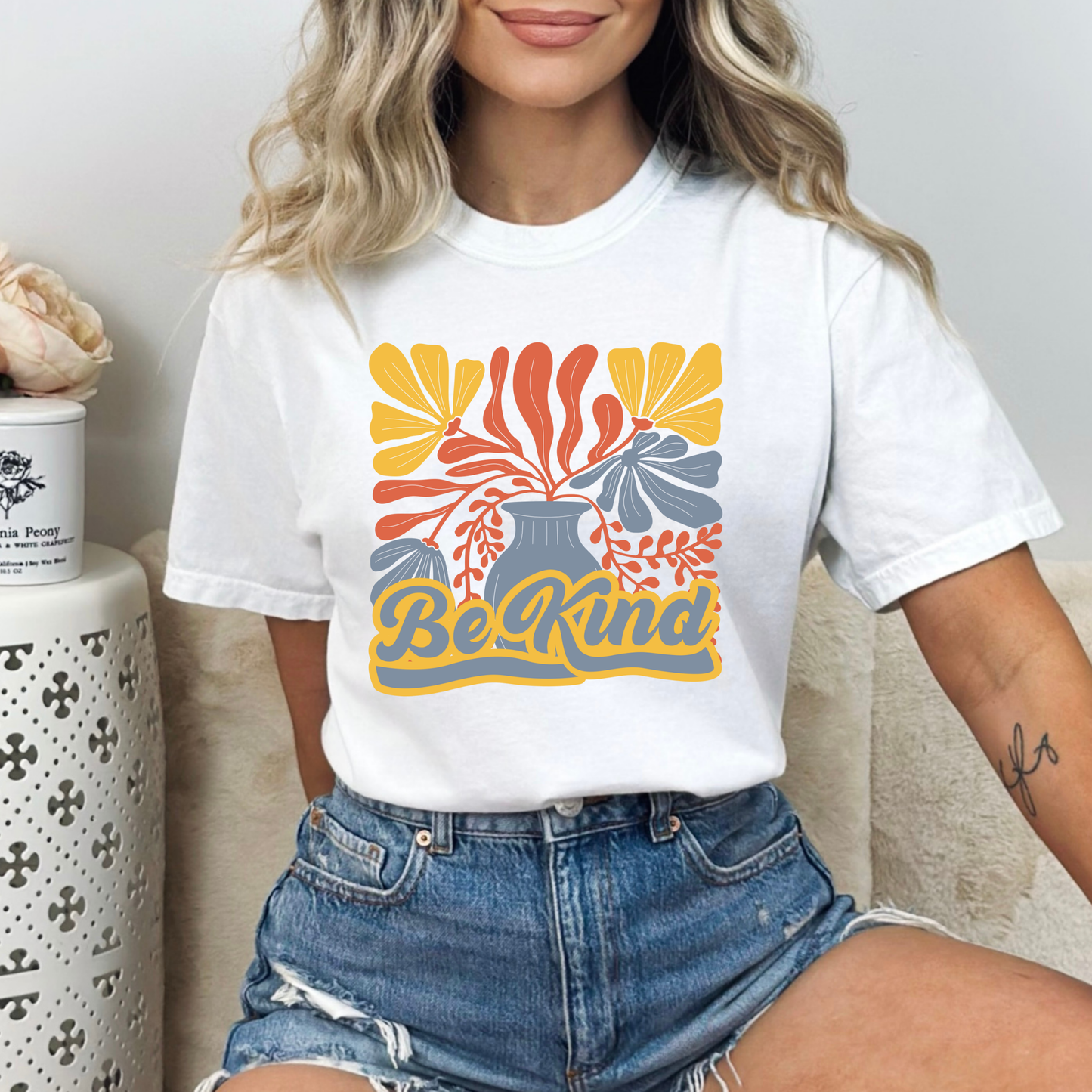 Retro Be Kind Groovy Plants Tee