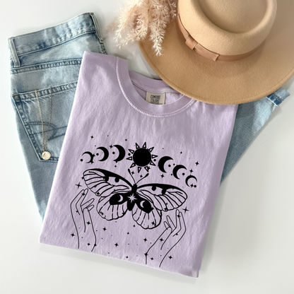 Celestial Moon Phases Butterfly T-Shirt