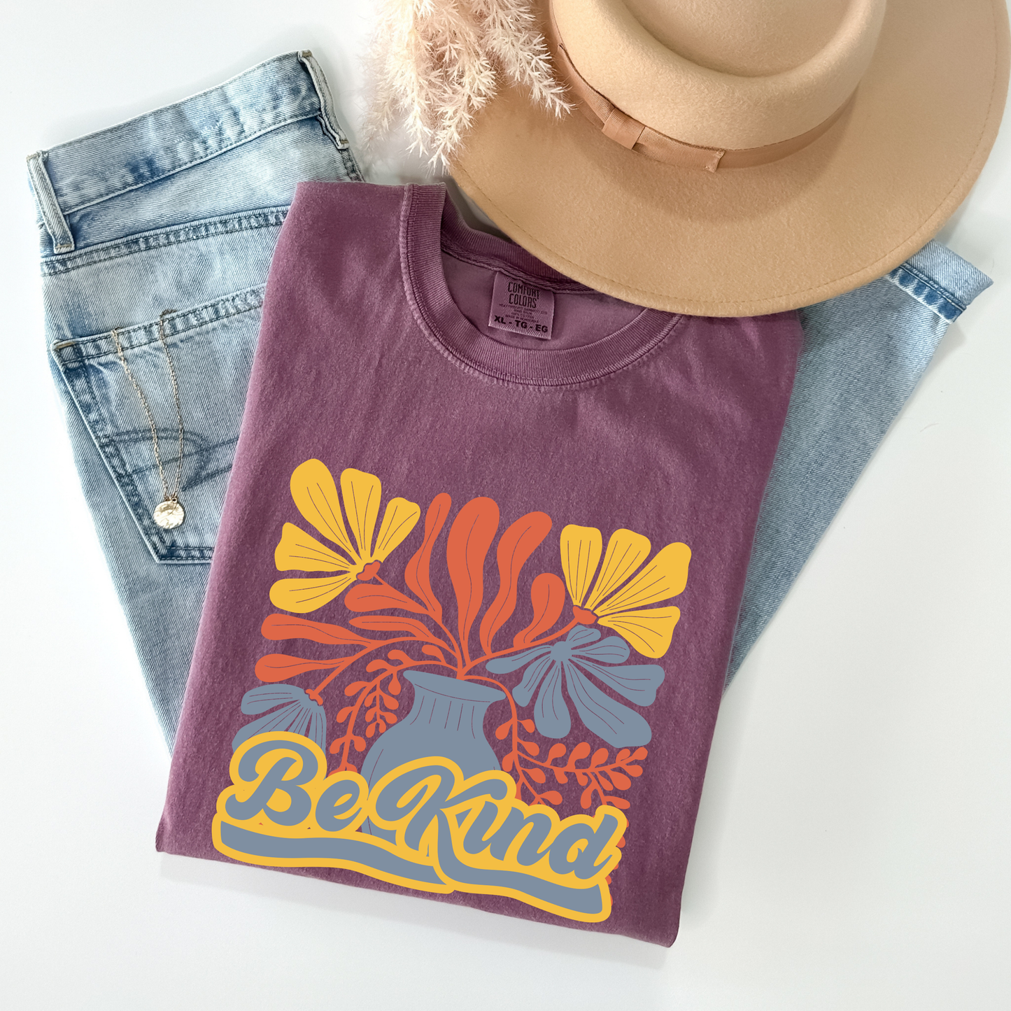 Retro Be Kind Groovy Plants Tee