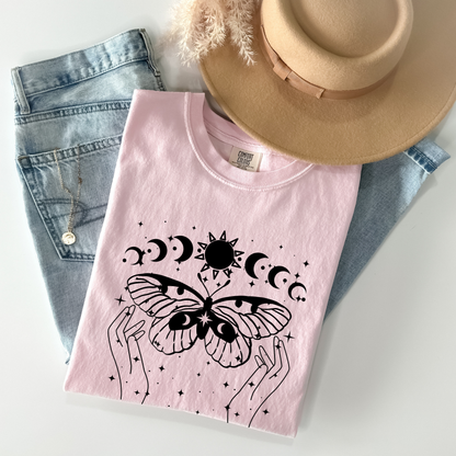 Celestial Moon Phases Butterfly T-Shirt