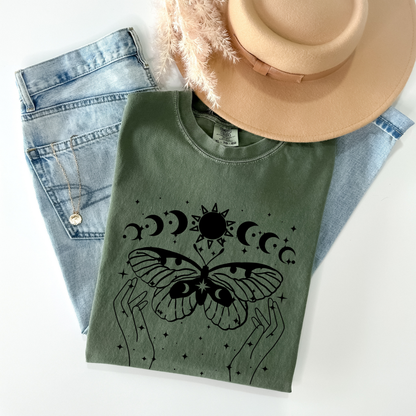 Celestial Moon Phases Butterfly T-Shirt