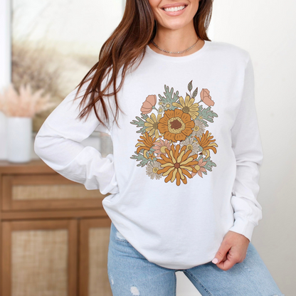 Retro 70s Groovy Flower Long Sleeve