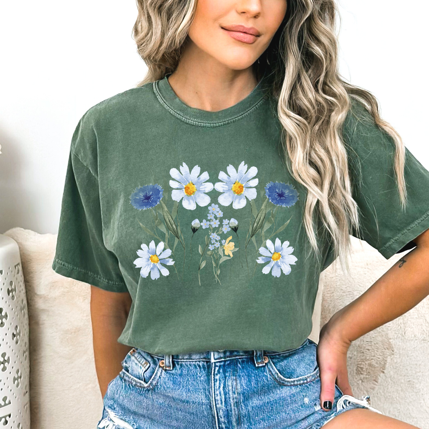Watercolor Wildflower Boho Style Top