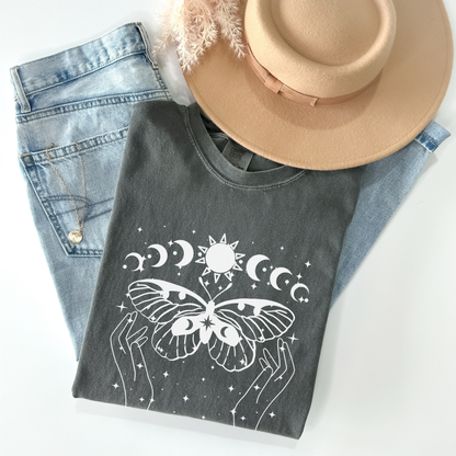 Celestial Moon Phases Butterfly T-Shirt