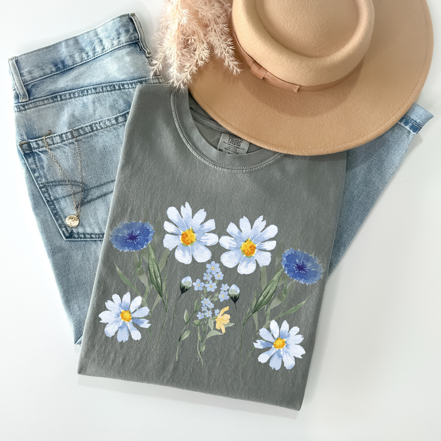 Watercolor Wildflower Boho Style Top