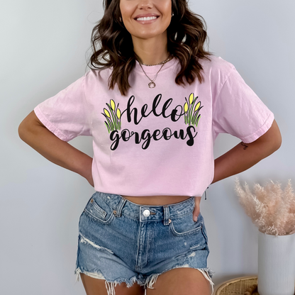 Hello Gorgeous Tulip Flower T-Shirt