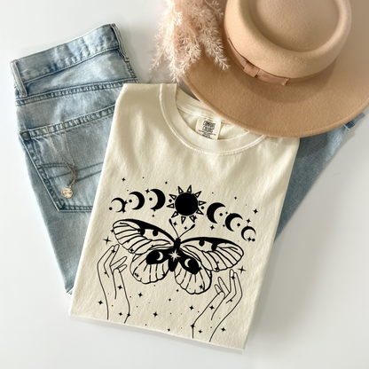 Celestial Moon Phases Butterfly T-Shirt
