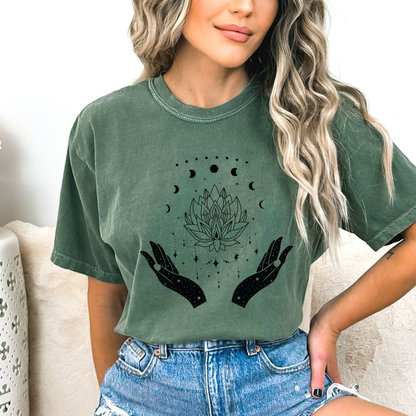 Witchy Lotus & Moon Phases Magical Hands T-Shirt
