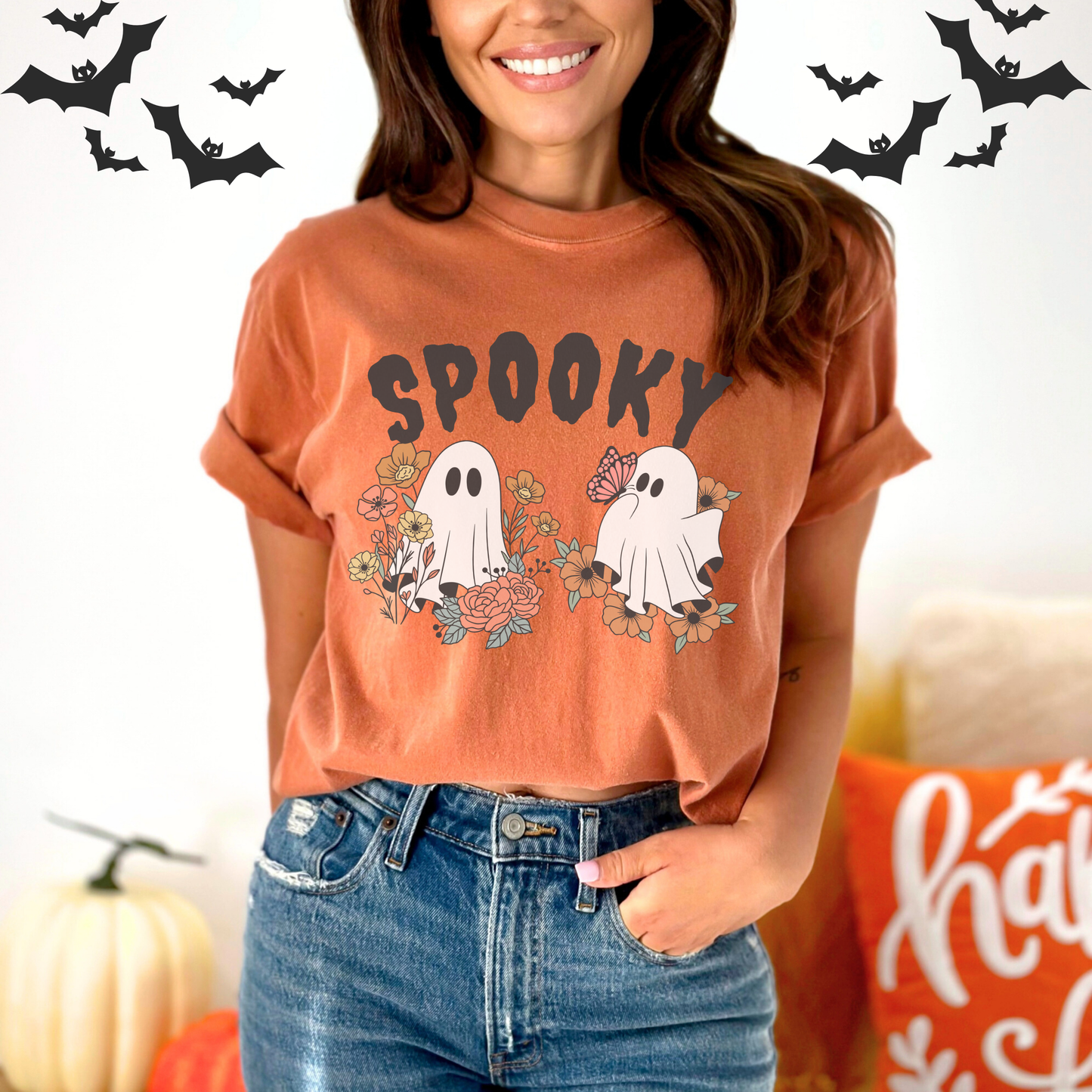 Retro Flower Spooky Halloween T-Shirt