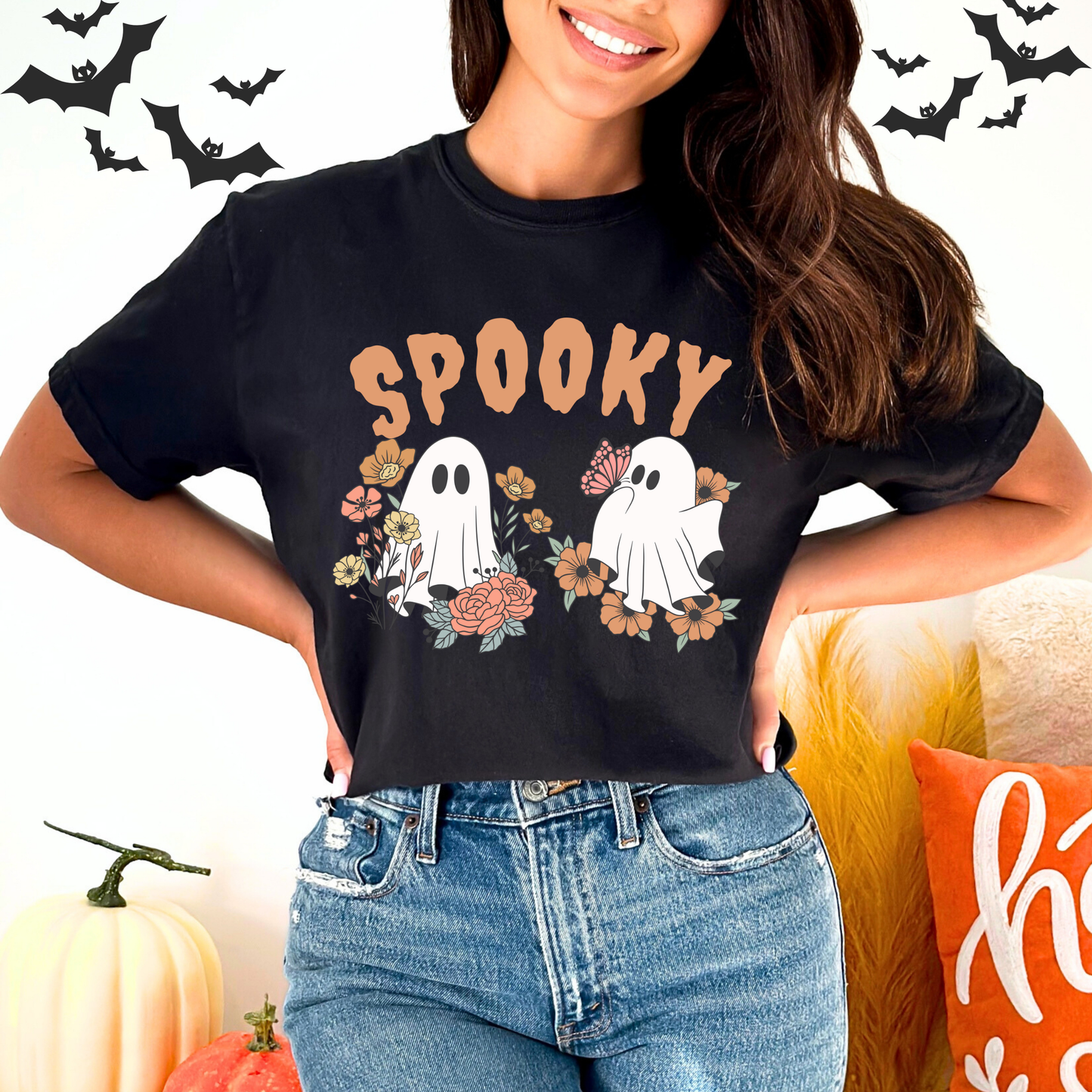Retro Flower Spooky Halloween T-Shirt
