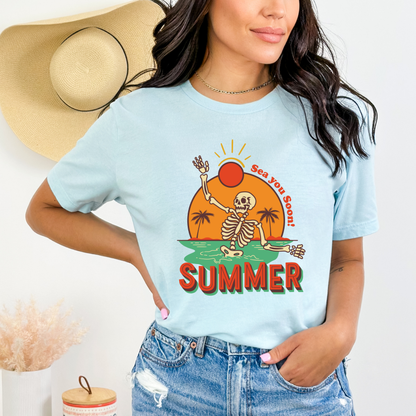 Summer Retro Skeleton Tropical Beach