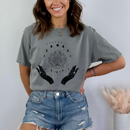 Witchy Lotus & Moon Phases Magical Hands T-Shirt