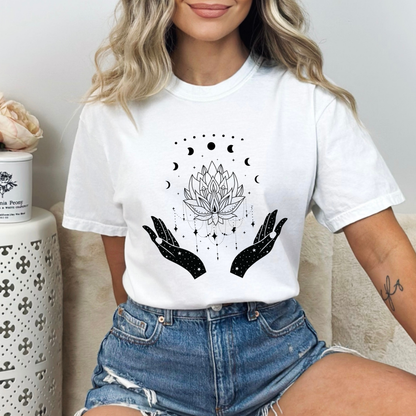 Witchy Lotus & Moon Phases Magical Hands T-Shirt