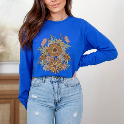 Retro 70s Groovy Flower Long Sleeve
