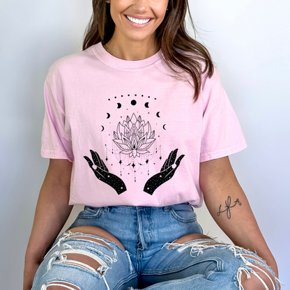 Witchy Lotus & Moon Phases Magical Hands T-Shirt