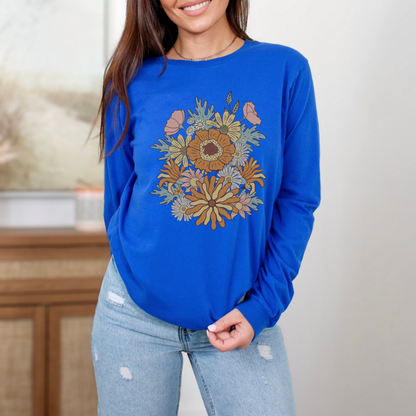 Retro 70s Groovy Flower Long Sleeve