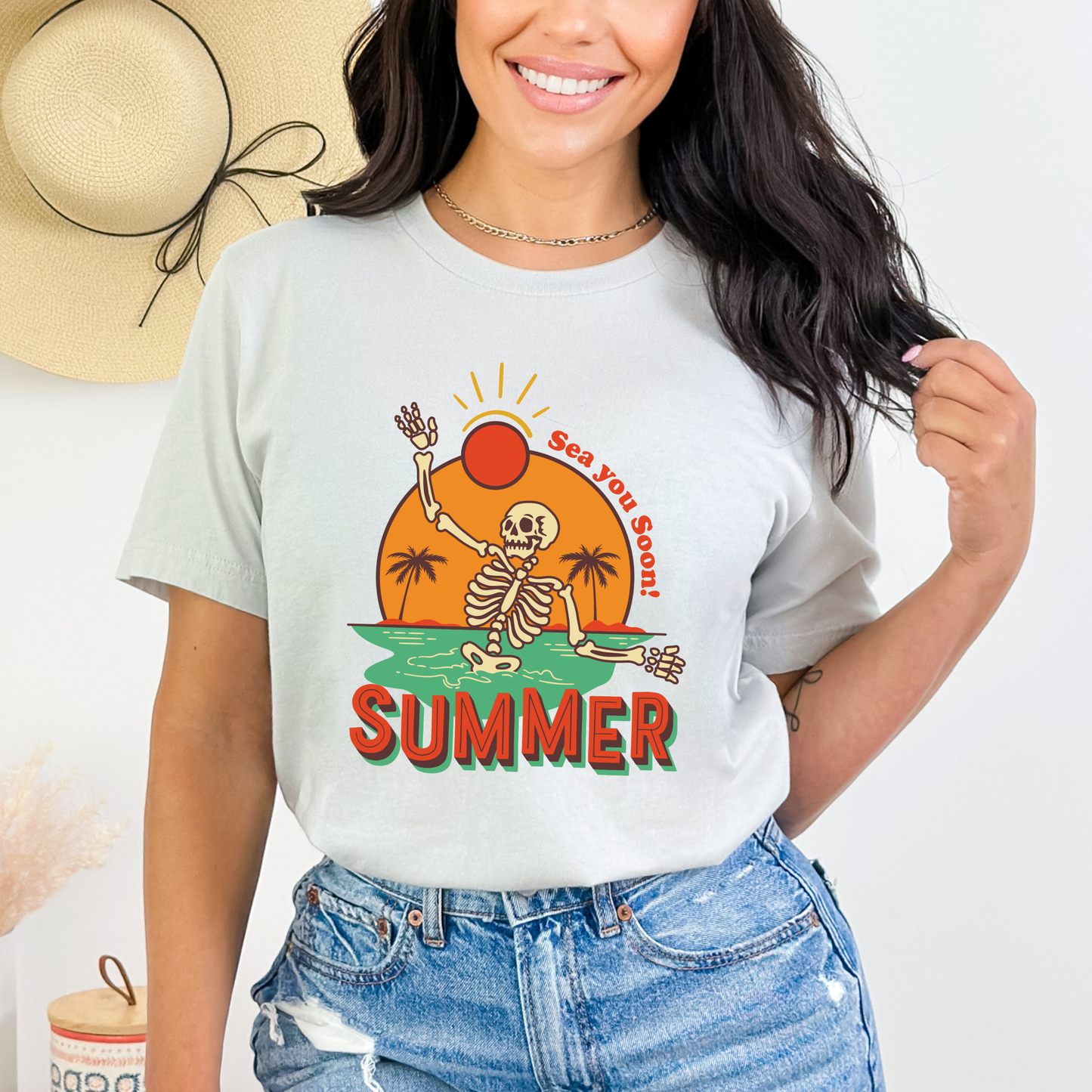 Summer Retro Skeleton Tropical Beach