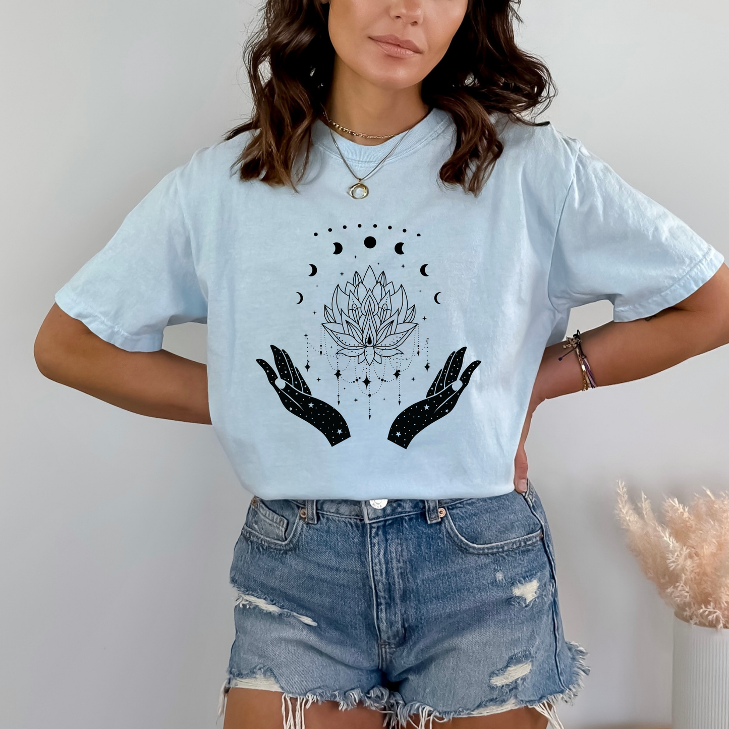 Witchy Lotus & Moon Phases Magical Hands T-Shirt