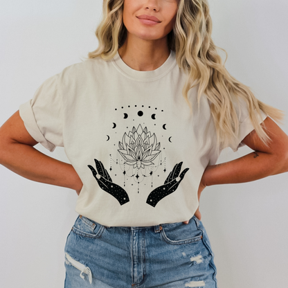 Witchy Lotus & Moon Phases Magical Hands T-Shirt