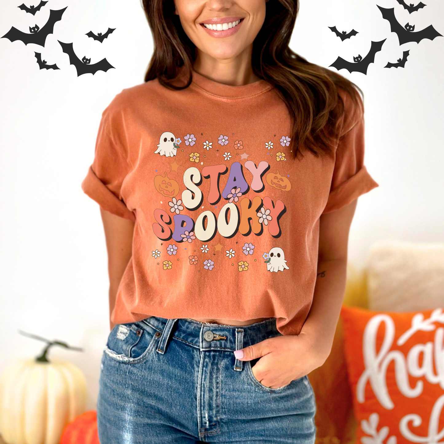 Stay Spooky Ghost Halloween Pumpkin T-Shirt