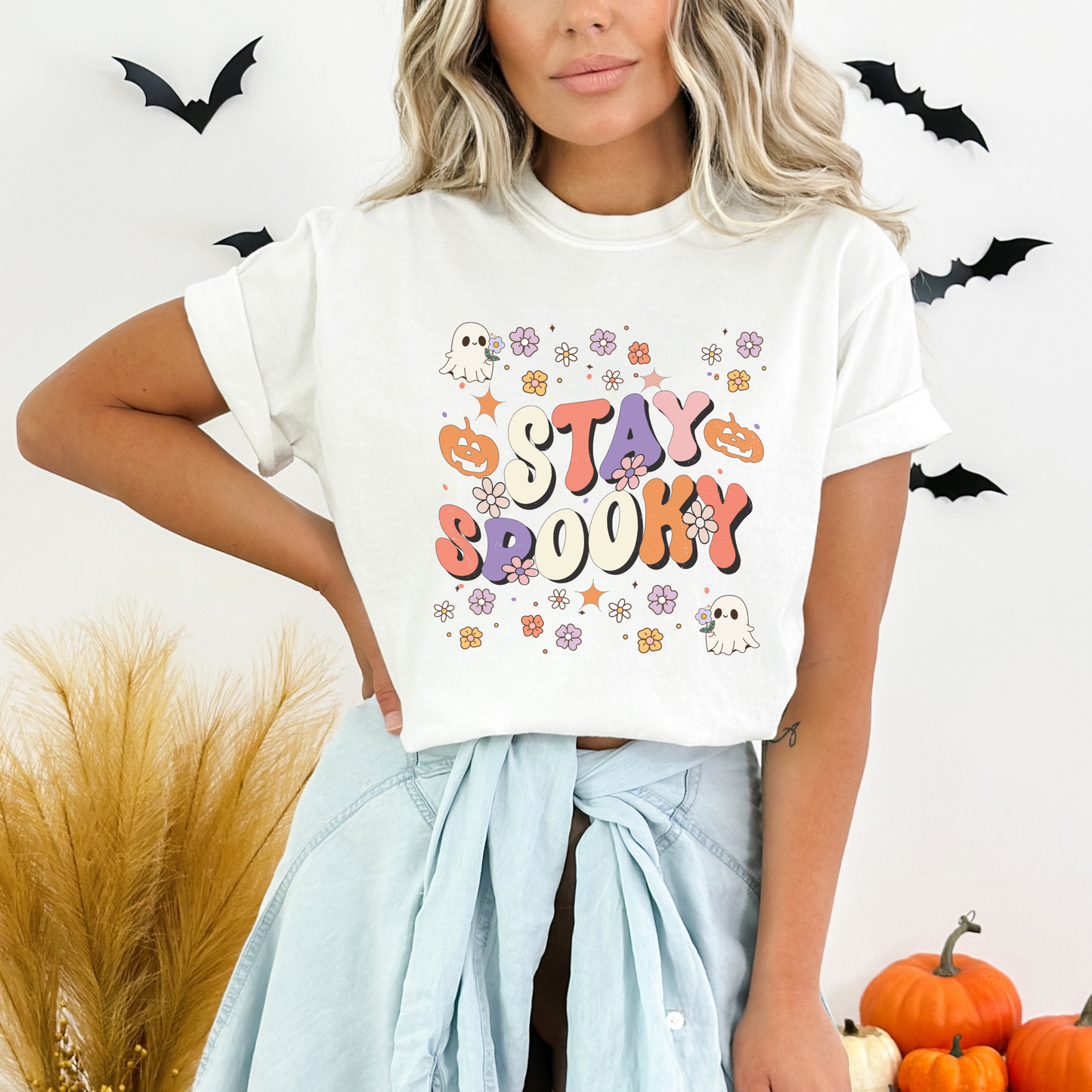 Stay Spooky Ghost Halloween Pumpkin T-Shirt