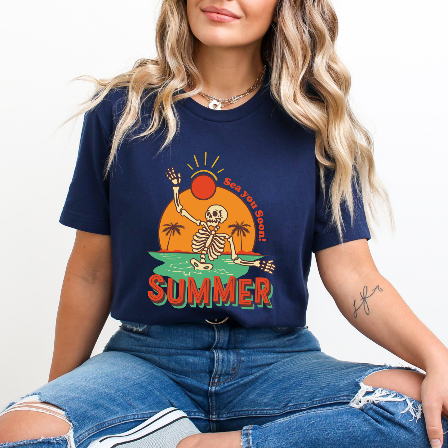 Summer Retro Skeleton Tropical Beach