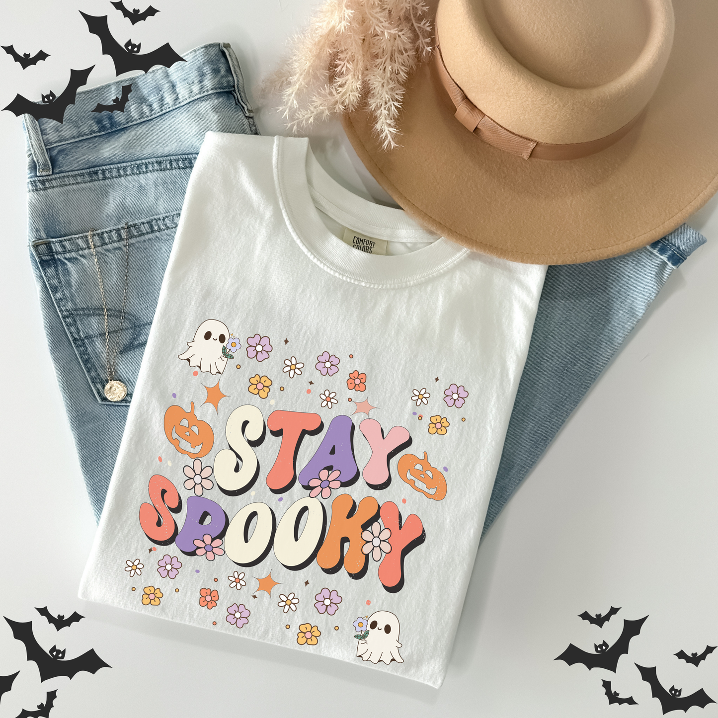Stay Spooky Ghost Halloween Pumpkin T-Shirt