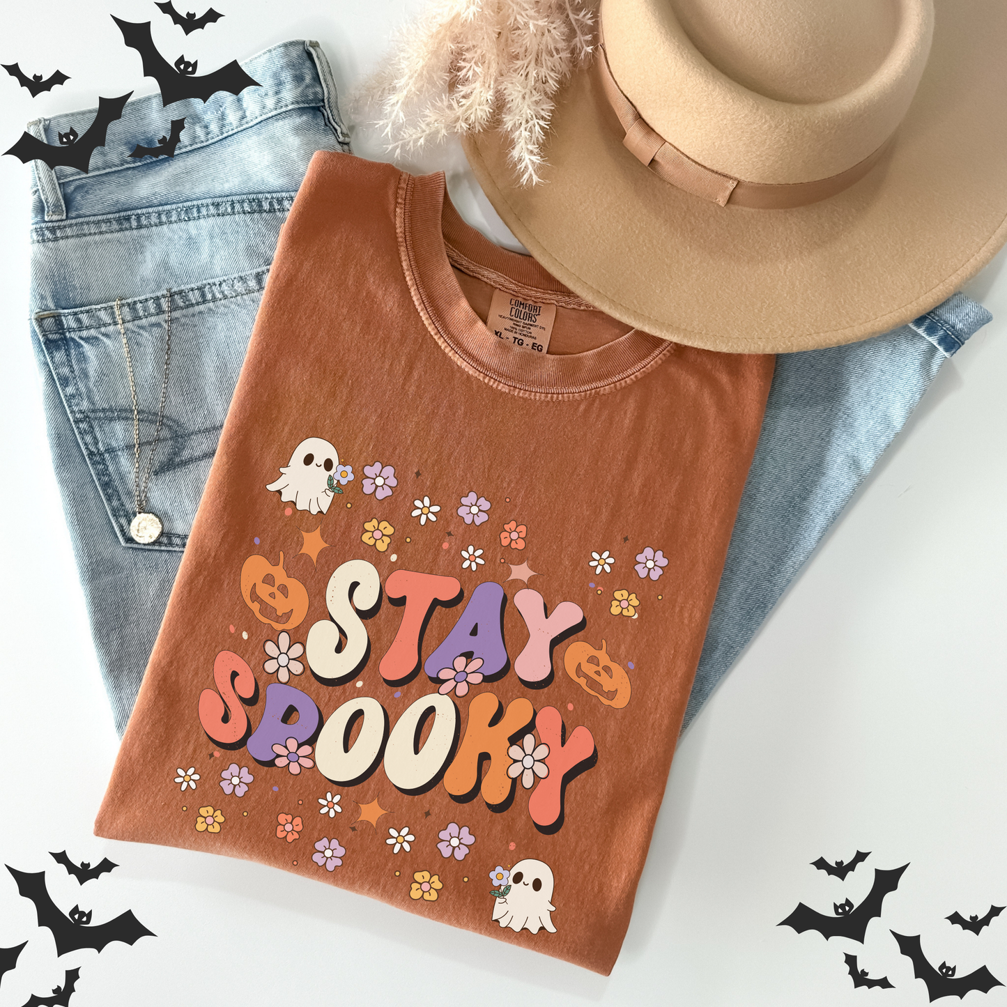 Stay Spooky Ghost Halloween Pumpkin T-Shirt