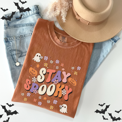 Stay Spooky Ghost Halloween Pumpkin T-Shirt