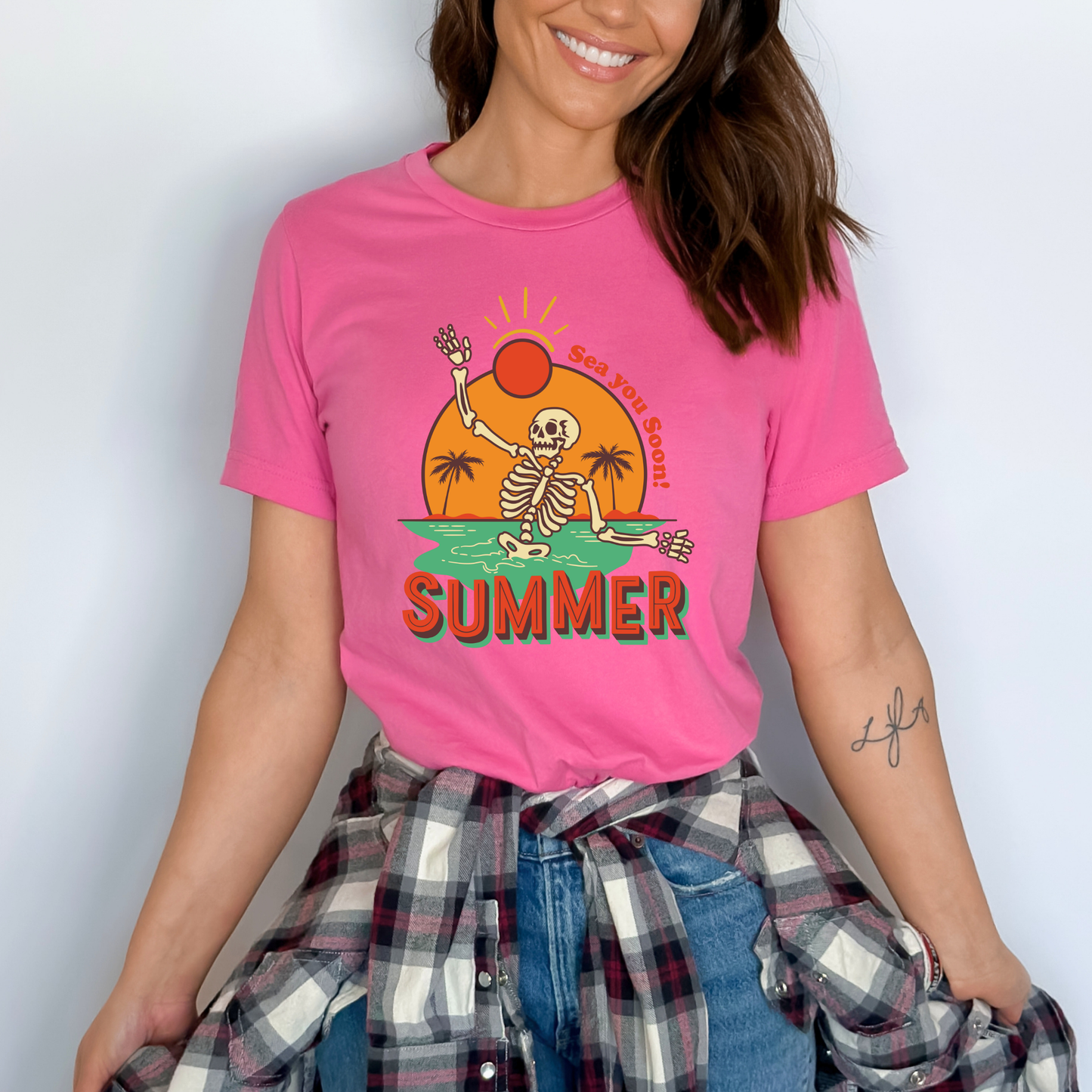Summer Retro Skeleton Tropical Beach