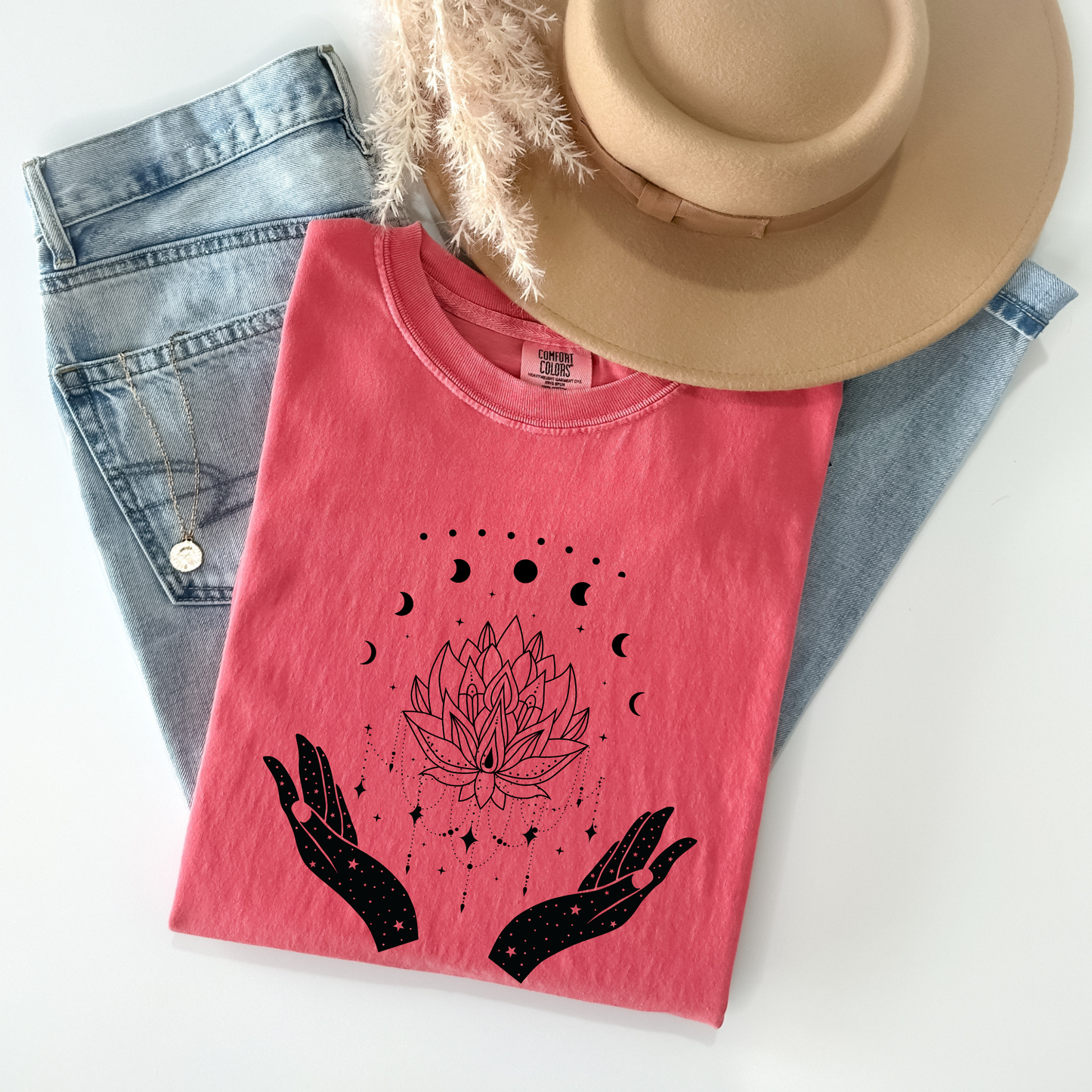 Witchy Lotus & Moon Phases Magical Hands T-Shirt