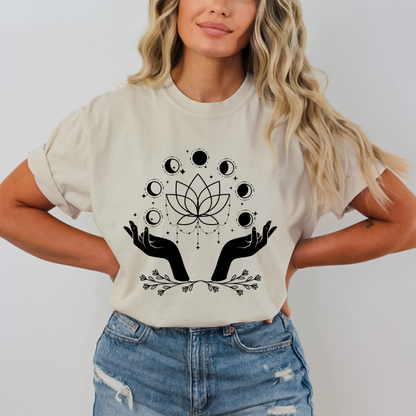 Magic Hand Moon Phases Lotus T-Shirt