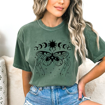 Celestial Moon Phases Butterfly T-Shirt