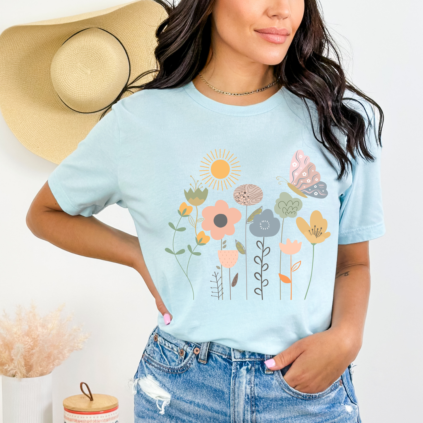 Pastel Wildflowers & Sun T-Shirt