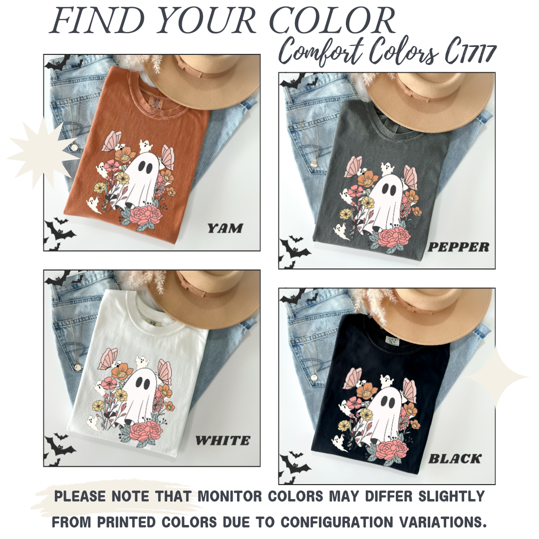 Retro Floral Cute Ghost T-Shirt