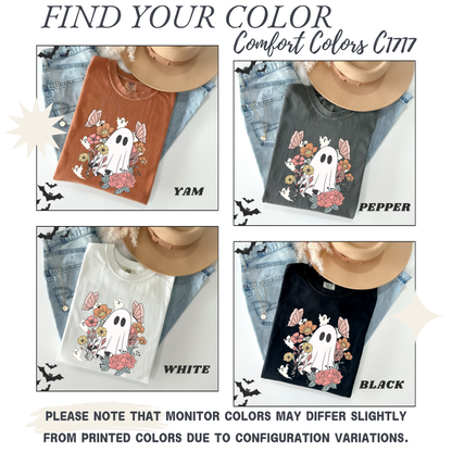 Retro Floral Cute Ghost T-Shirt